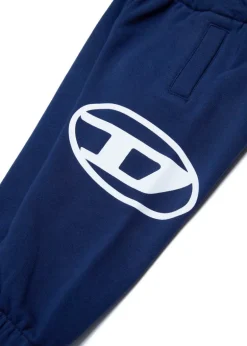 Diesel Kids Pantaloni Jogger Blu con Stampa Logo Oval D per Neonati