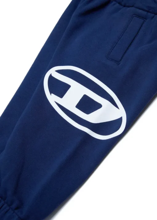 Diesel Kids Pantaloni Jogger Blu con Stampa Logo Oval D per Neonati