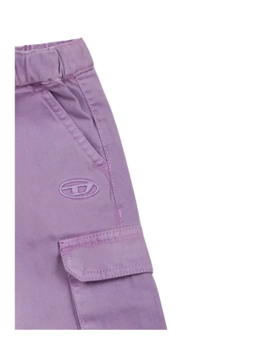Diesel Kids Pantaloni Lilla Cargo con Logo per Neonate