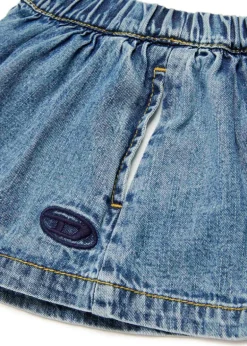Diesel Kids Short di Jeans con Logo Oval D per Neonate