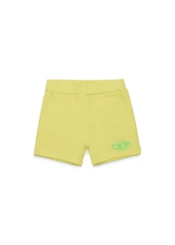 Diesel Kids Short Giallo con Logo Oval D per neonati