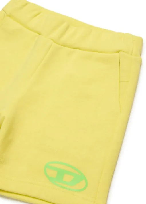 Diesel Kids Short Giallo con Logo Oval D per neonati