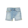 Diesel Kids Short in Jeans Chiaro con Abrasioni per Neonati