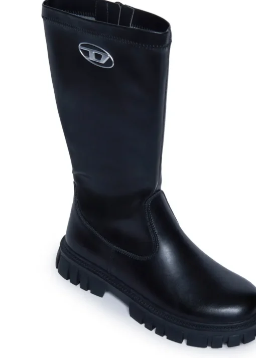 Diesel Kids Stivali Neri D-Hammer KNT per Bambine