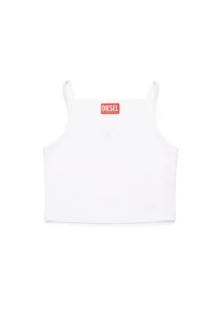 Diesel Kids Top Bianco con Sparkling Oval D per Bambine