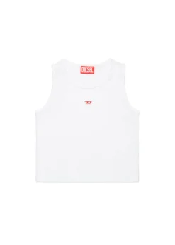 Diesel Kids Top Bianco con Patch Oval D per Bambine