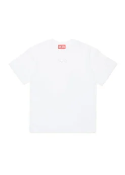Diesel Kids T-shirt Bianca con Logo Oval D Metallico