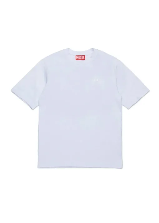Diesel Kids T-shirt Bianca con Logo e Macro Oval D