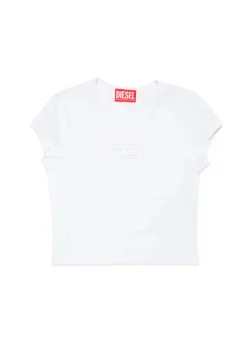 Diesel Kids T-Shirt Bianca con Logo Oval D per Bambine