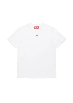 Diesel Kids T-shirt Bianca con Patch Oval D