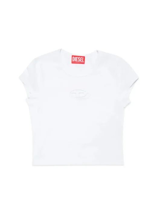 Diesel Kids T-Shirt Bianca con Logo Oval D per Bambine