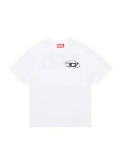Diesel Kids T-shirt Bianca con Stampa Oval D per Bambini
