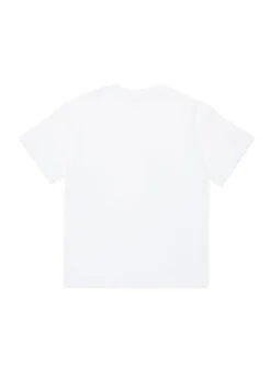 Diesel Kids T-shirt Bianca con Logo Oval D Metallico