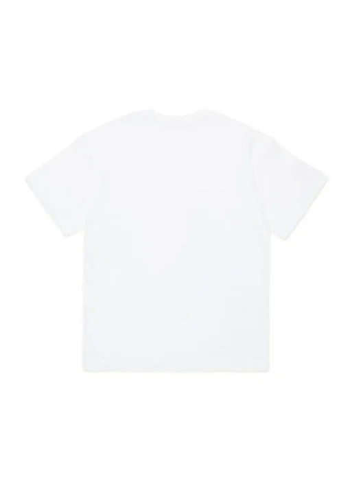 Diesel Kids T-shirt Bianca con Logo Oval D Metallico