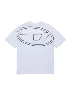 Diesel Kids T-shirt Bianca con Logo e Macro Oval D