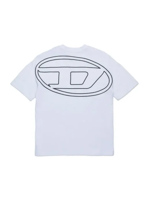 Diesel Kids T-shirt Bianca con Logo e Macro Oval D