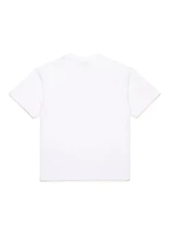 Diesel Kids T-shirt Bianca Used Effect con Oval D