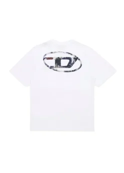 Diesel Kids T-shirt Bianca con Stampa Oval D per Bambini