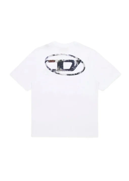 Diesel Kids T-shirt Bianca con Stampa Oval D per Bambini