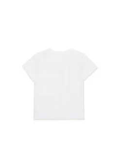 Diesel Kids T-shirt Bianca Used Effect con Oval D per Neonati