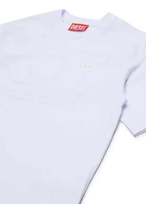 Diesel Kids T-shirt Bianca con Logo e Macro Oval D