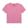 Diesel Kids T-Shirt con Oval D in Strass per Bambine