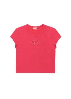 Diesel Kids T-Shirt Fucsia con Logo Oval D per Bambine