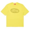 Diesel Kids T-Shirt Gialla con Logo Oval D per Bambini