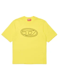 Diesel Kids T-Shirt Gialla con Logo Oval D per Bambini