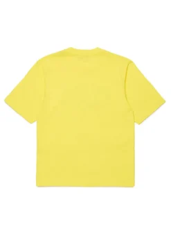 Diesel Kids T-Shirt Gialla con Logo Oval D per Bambini