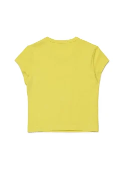 Diesel Kids T-Shirt Gialla con Logo Oval D per Bambine
