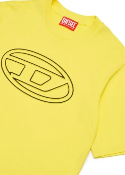 Diesel Kids T-Shirt Gialla con Logo Oval D per Bambini