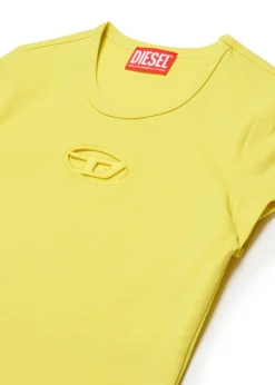 Diesel Kids T-Shirt Gialla con Logo Oval D per Bambine