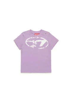 Diesel Kids T-shirt Lilla Used Effect con Oval D per Neonate