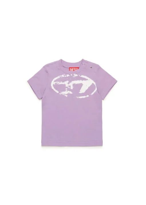 Diesel Kids T-shirt Lilla Used Effect con Oval D per Neonate