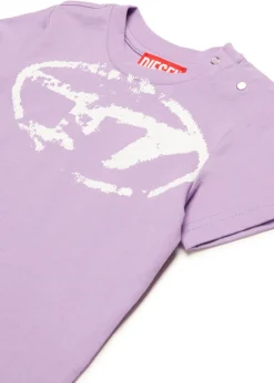 Diesel Kids T-shirt Lilla Used Effect con Oval D per Neonate