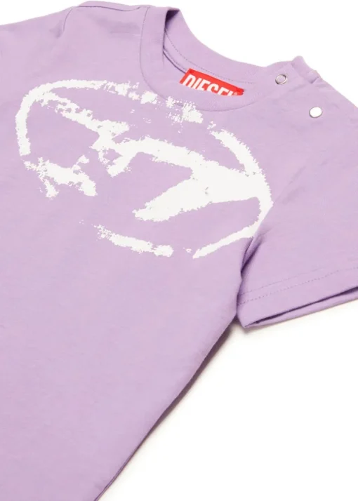 Diesel Kids T-shirt Lilla Used Effect con Oval D per Neonate