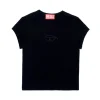 Diesel Kids T-Shirt Nera con Logo Oval D per Bambine