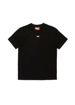 Diesel Kids T-shirt Nera con Patch Oval D