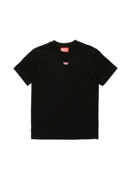 Diesel Kids T-shirt Nera con Patch Oval D