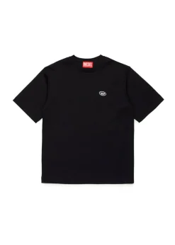 Diesel Kids T-shirt Nera con Micro Oval D per Bambini