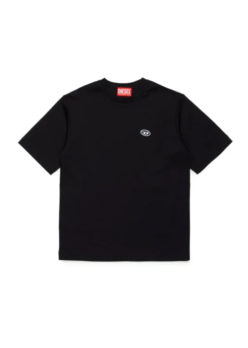 Diesel Kids T-shirt Nera con Micro Oval D per Bambini