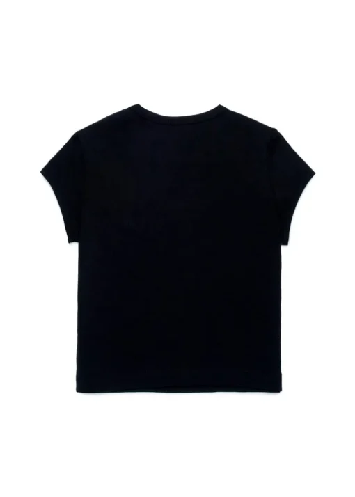Diesel Kids T-Shirt Nera con Logo Oval D per Bambine