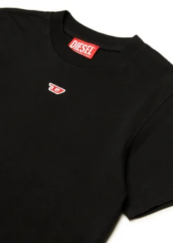Diesel Kids T-shirt Nera con Patch Oval D