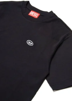Diesel Kids T-shirt Nera con Micro Oval D per Bambini