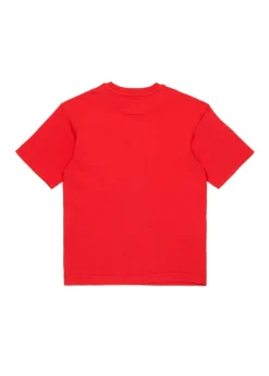 Diesel Kids T-shirt Rossa con Logo Oval D Metallico