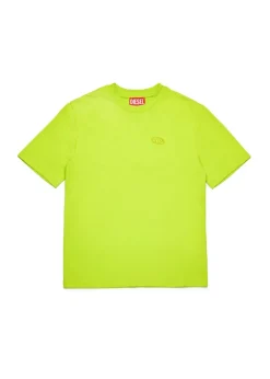 Diesel Kids T-shirt Verde Mela con Logo e Macro Oval D per Bambini
