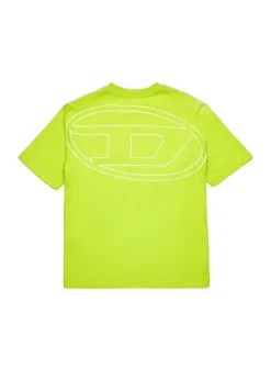 Diesel Kids T-shirt Verde Mela con Logo e Macro Oval D per Bambini