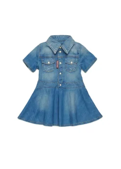 Dsquared2 Kids Abito Denim Svasato per Neonate