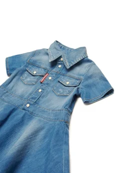 Dsquared2 Kids Abito Denim Svasato per Neonate